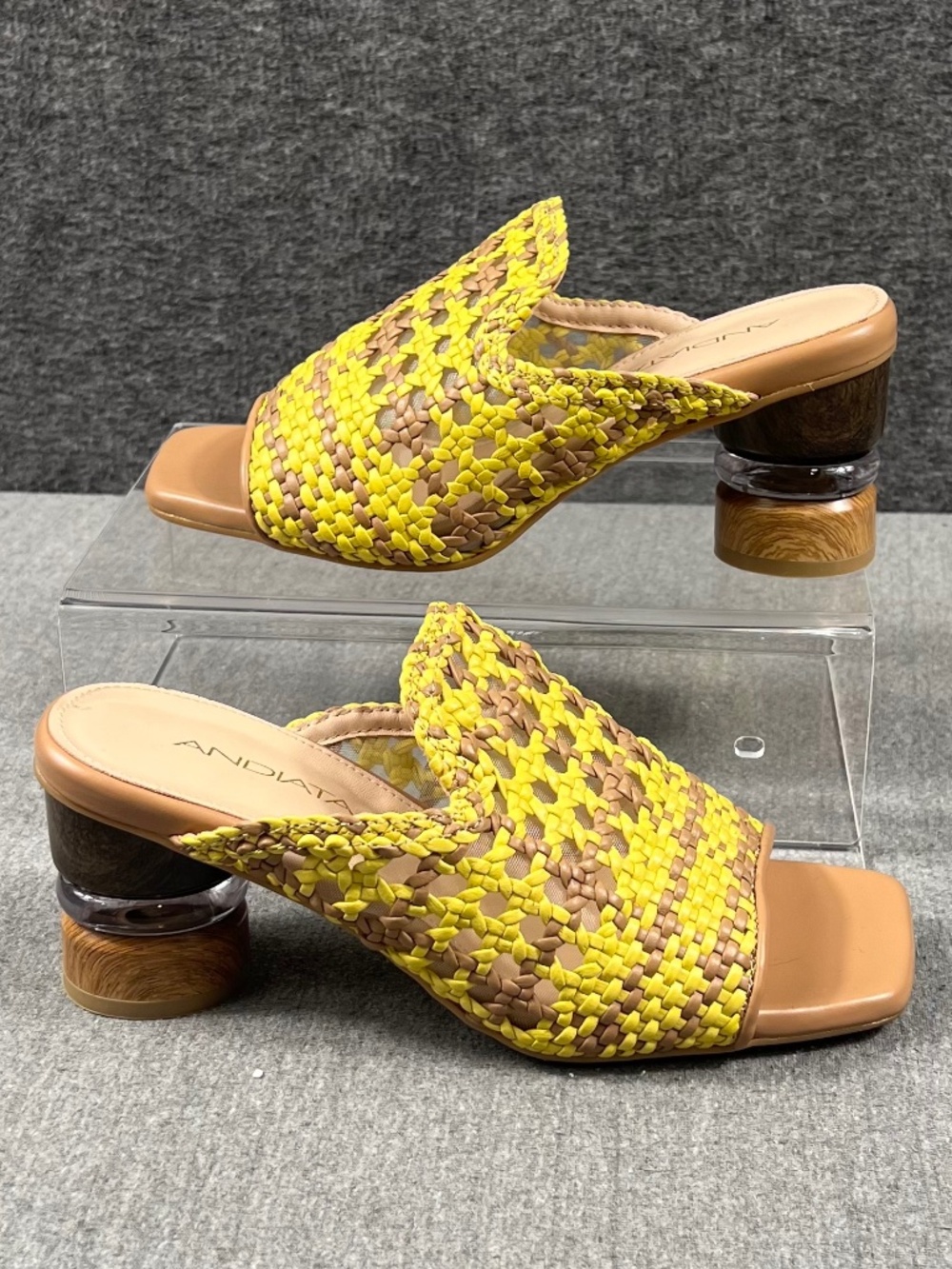Andiata Woven Chunky Heels US 6.5 (approx) Slip On Open Toe Vaca Resortwear